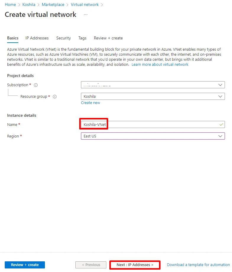 Deploying Azure Virtual Network