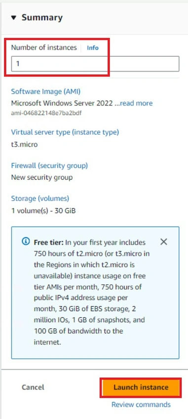  Launch instance button