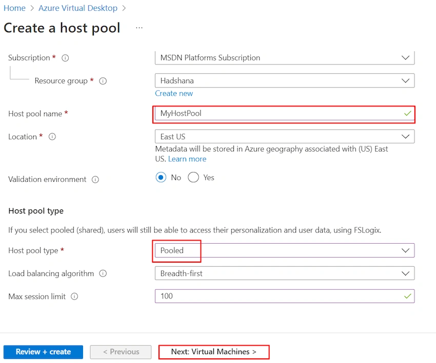 Deploying Host pool in Azure Virtual Desktop