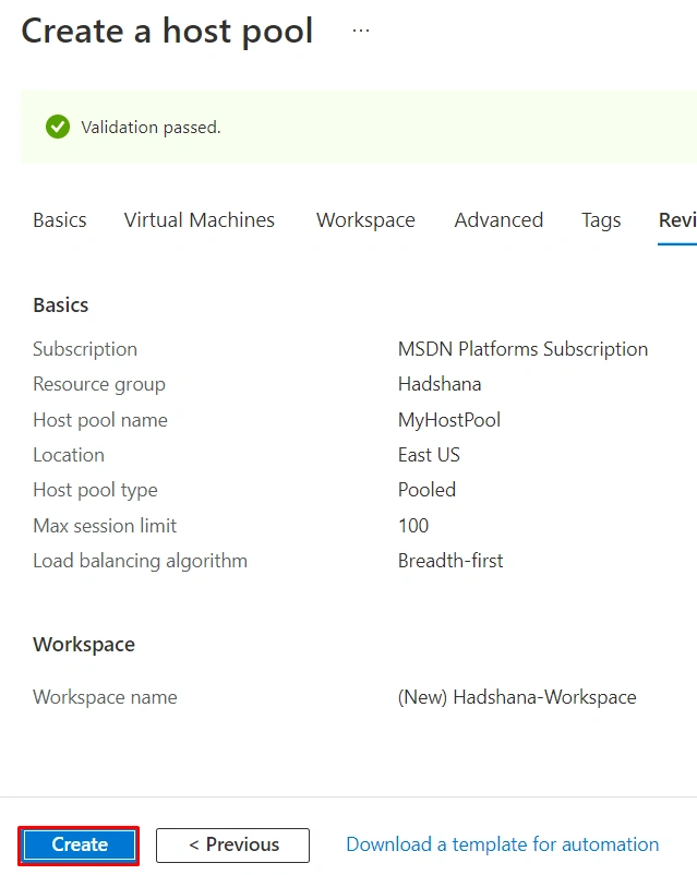 Deploying Host pool in Azure Virtual Desktop