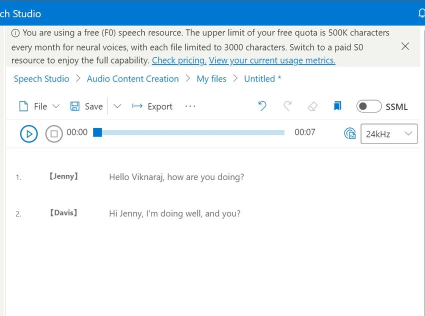Deploying Text to Speech service