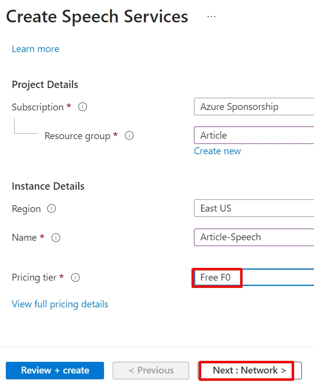 Deploying Text to Speech service