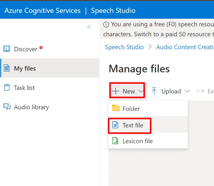Deploying Text to Speech service