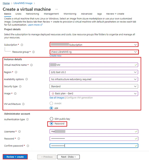 Deploying the LibreNMS Image in Azure