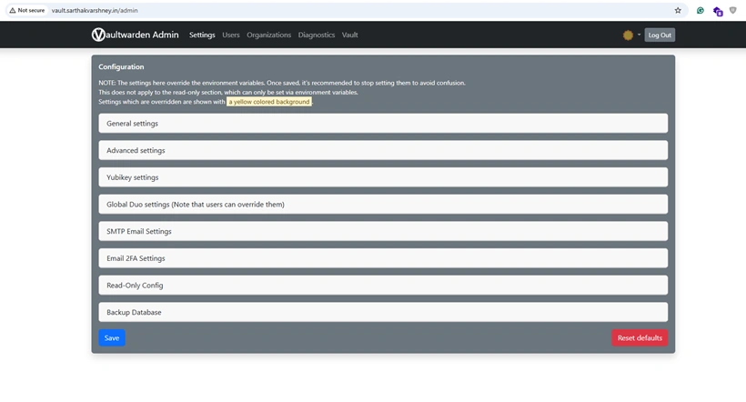 admin panel