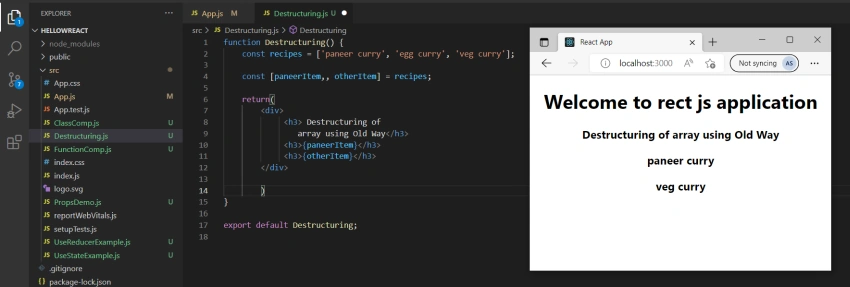 Destructure object in React