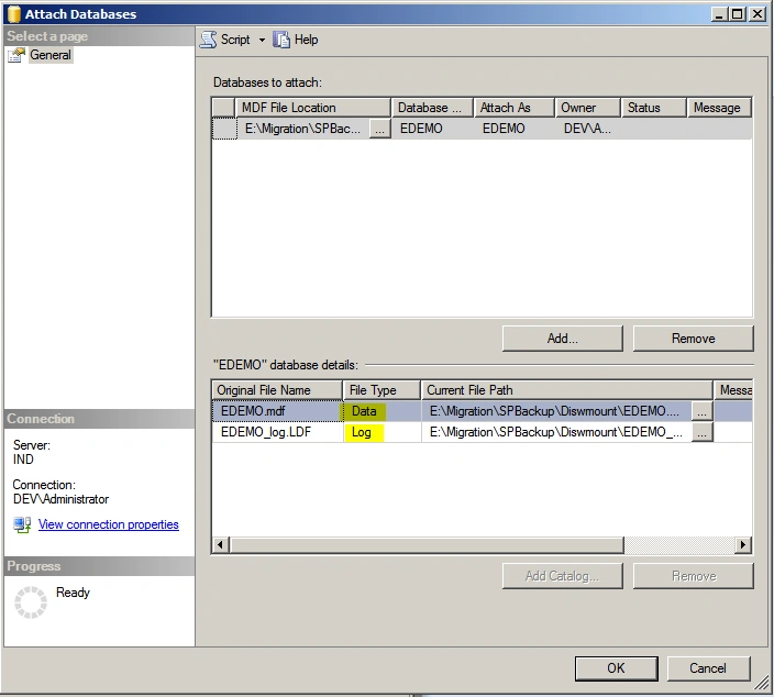 Detach And Attach Content Database From One SPFarm To Another SPFarm
