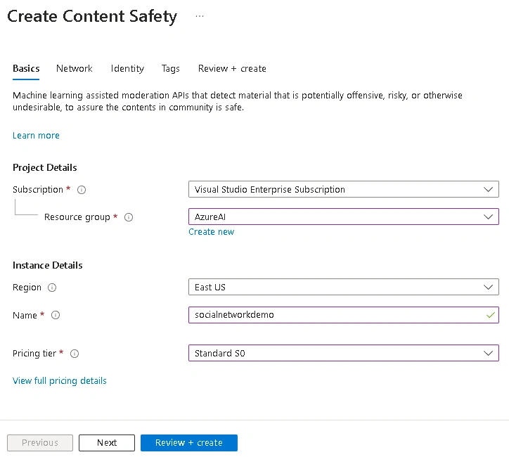 Create Content safety
