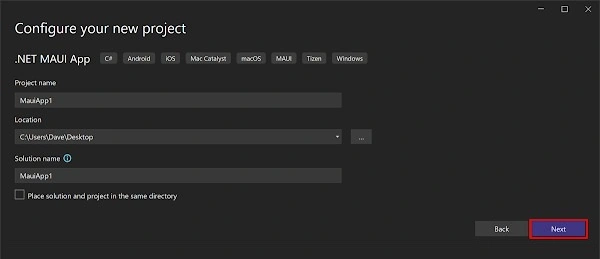 New project window
