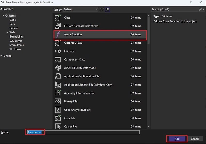 Develop Azure Function App for Server Side Code