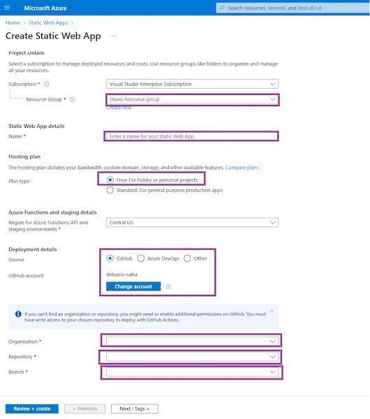 Deploy the Application as Azure Static Web App