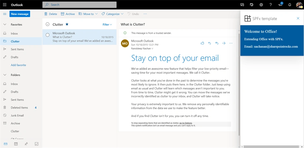 Develop Outlook Add-ins with SharePoint Framework