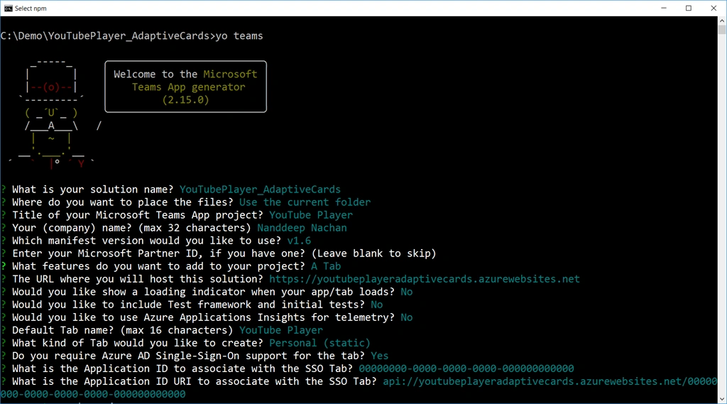 Develop Task Modules For MS Teams With Yo Teams