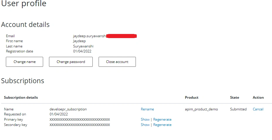 developer portal in APIM