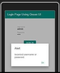 Login page