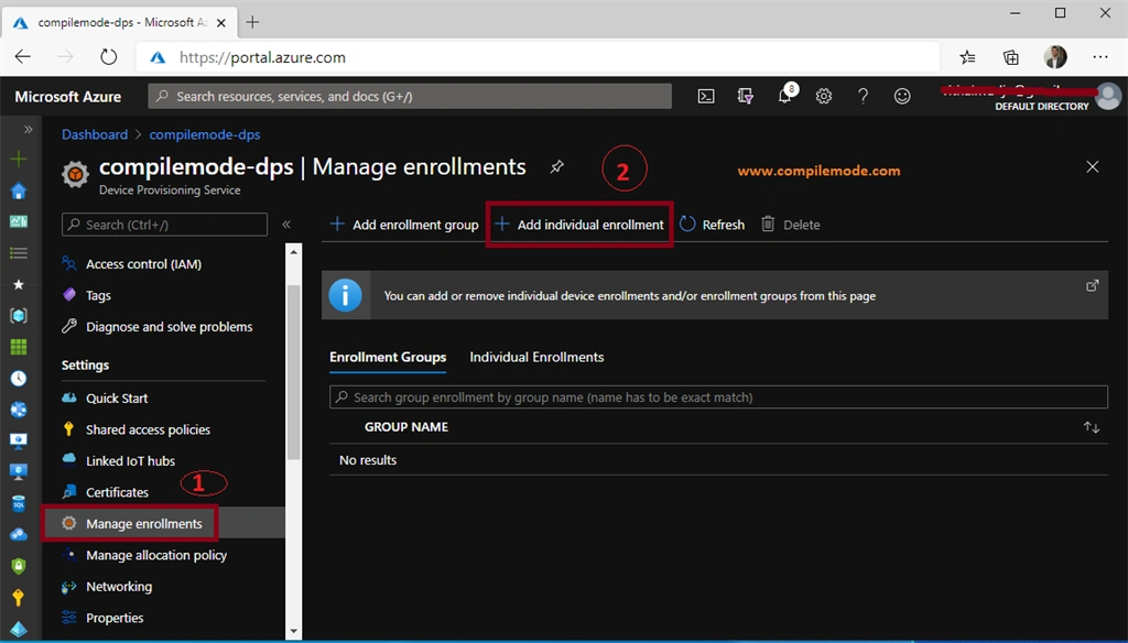 Device Enrollments Using Azure IoT Hub Device Provisioning Service