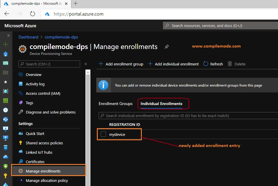 Device Enrollments Using Azure IoT Hub Device Provisioning Service