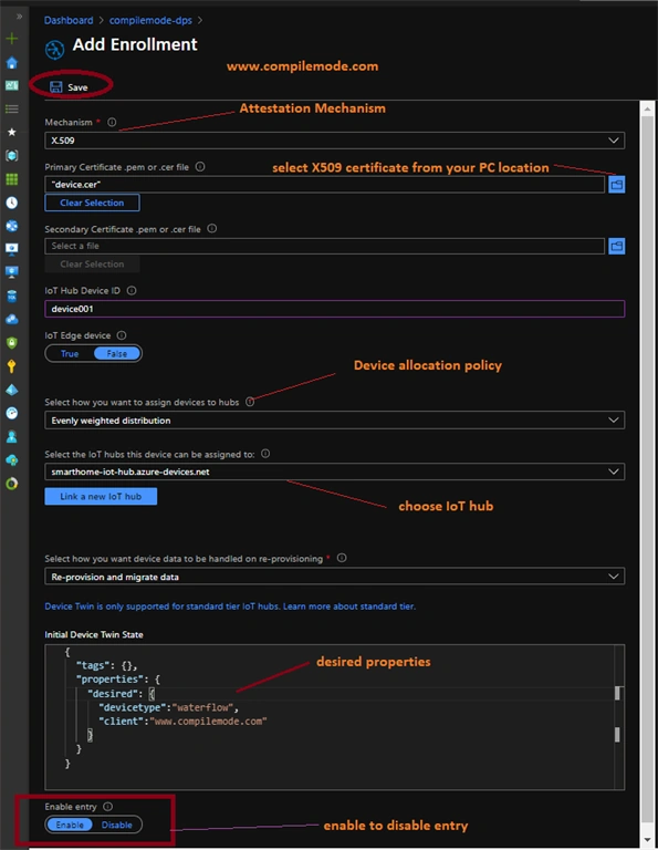 Device Enrollments Using Azure IoT Hub Device Provisioning Service