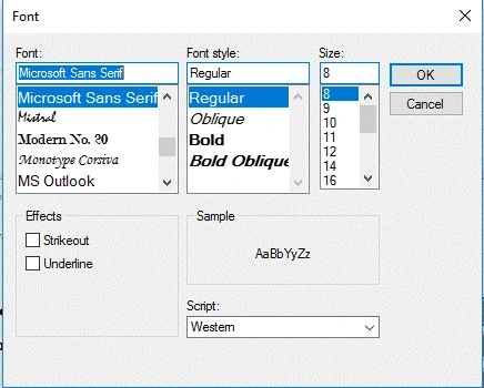 Font Dialogbox