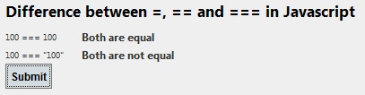 Difference between =, == and === in JavaScript
