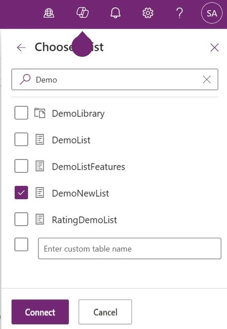 Available connectors