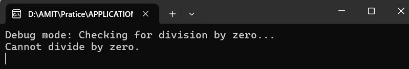 Output with Debug build: