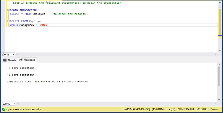 DELETE Example 3 query 1