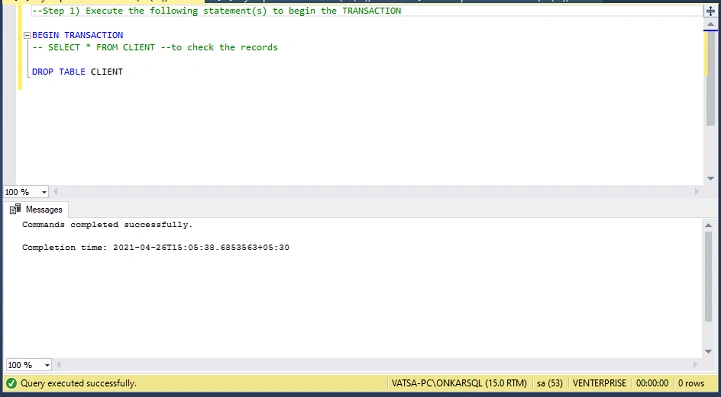 DROP Example 2 query 1