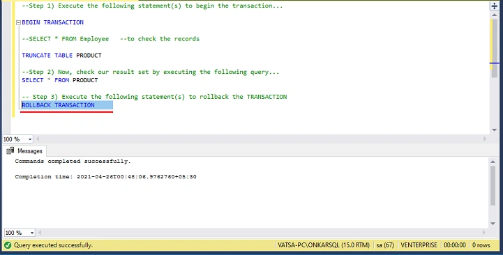TRUNCATE Example 2 query 3