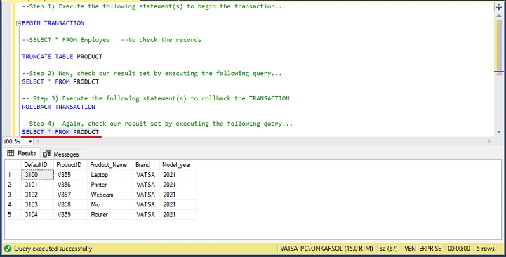 TRUNCATE Example 2 query 4