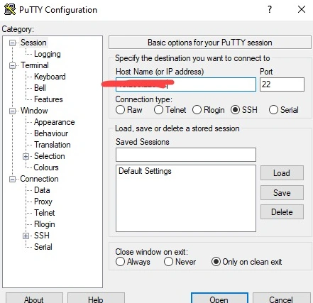 Enter the host name