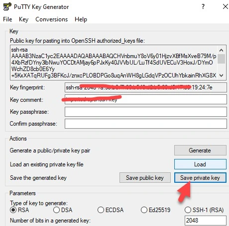Save privste key