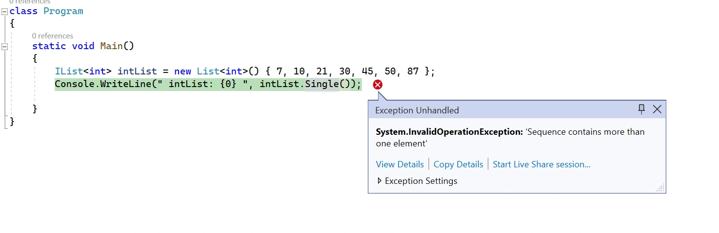 Single Vs SingleOrDefault And First Vs FirstOrDefault