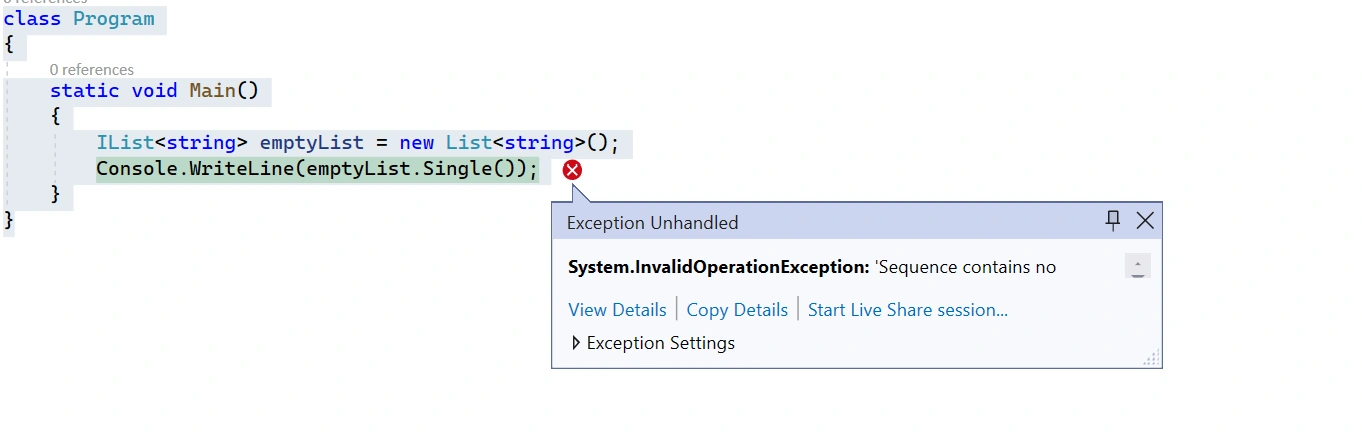 Single Vs SingleOrDefault And First Vs FirstOrDefault