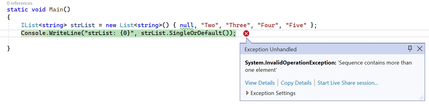 Single Vs SingleOrDefault And First Vs FirstOrDefault