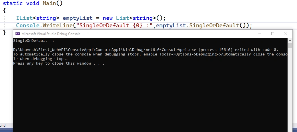 Single Vs SingleOrDefault And First Vs FirstOrDefault