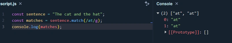 match JavaScript