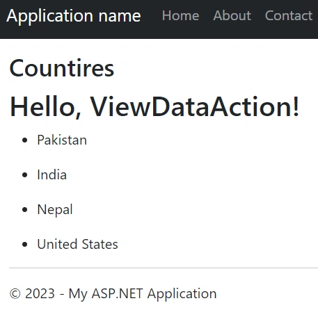 View Data Action output