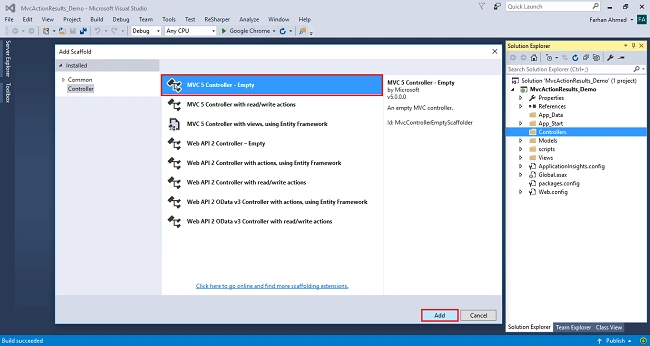 Different Types Of ActionResult In MVC