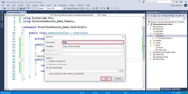 Different Types Of ActionResult In MVC
