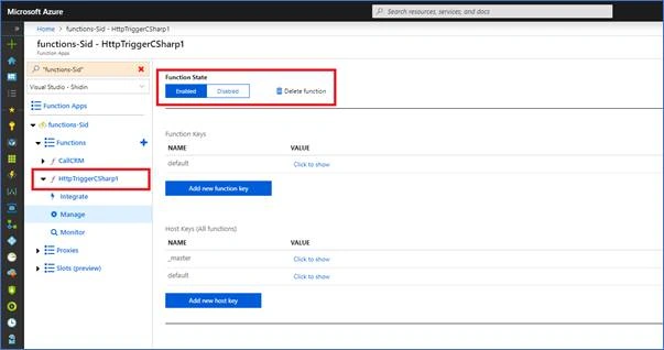 Disabling A Single Function In Azure Functions 1.x Deployed From Visual Studio