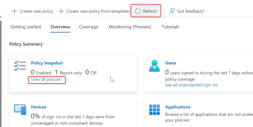 Disable MFA using Azure Portal