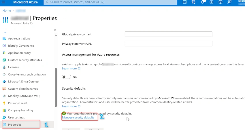 Disable MFA using Azure Portal