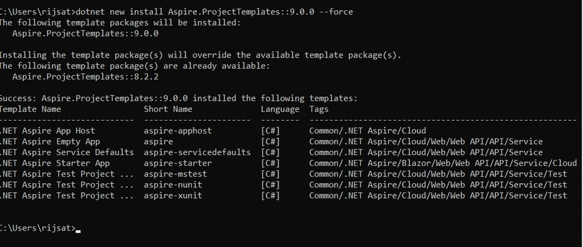 .NET Aspire Install