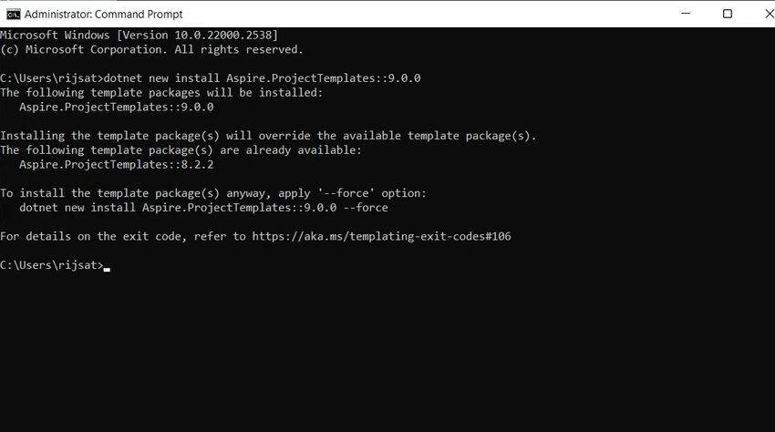 Instllation and upgrades new .NET Aspire SDK