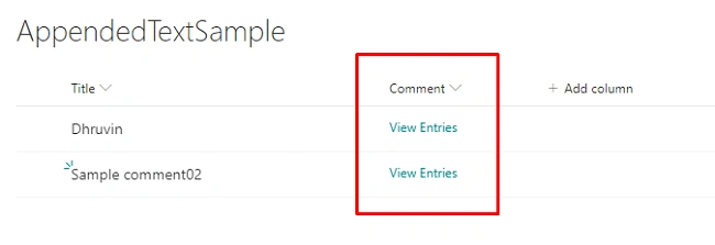 Display Appended Comments Version History from SharePoint List on PowerApps