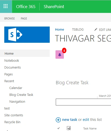 Display Notfication Button With Count In SharePoint Page