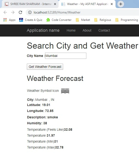 Get weather forecast button