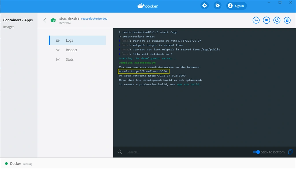 Dockerize a ReactJS App