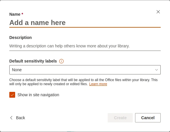 Name dialog box